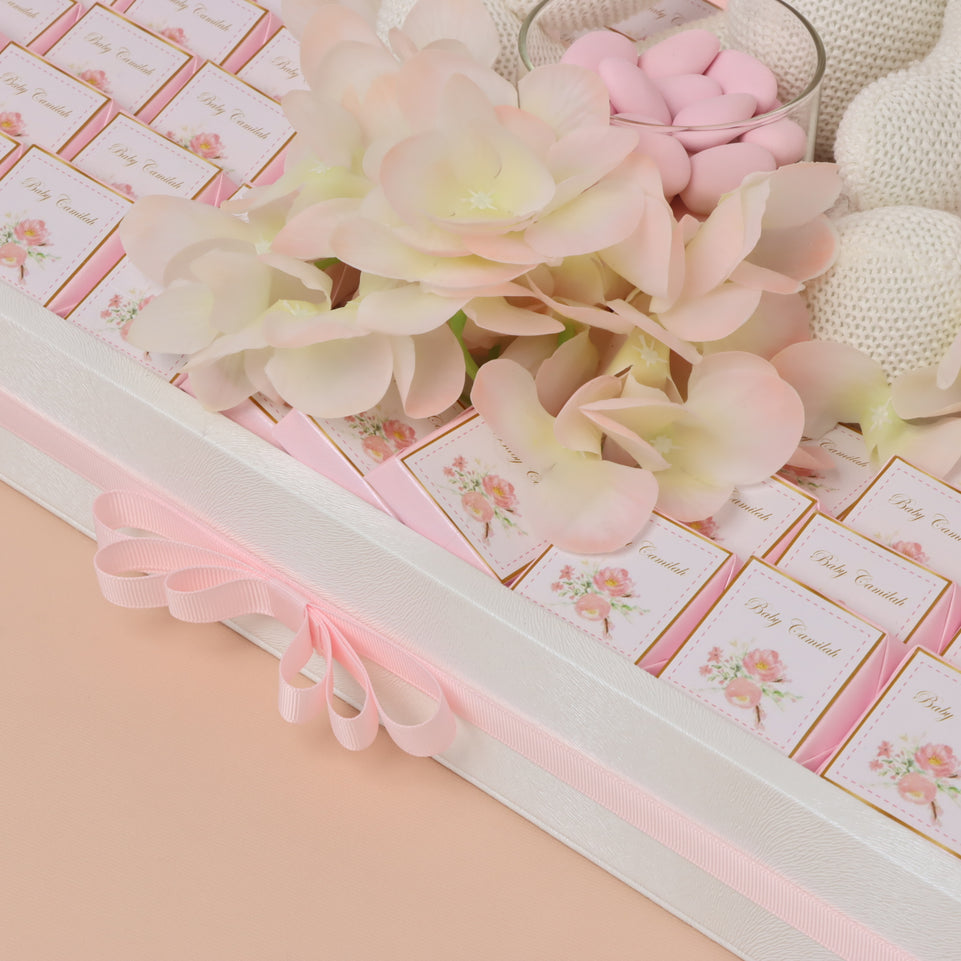 Baby flower designed personalized chocolate medium leather tray