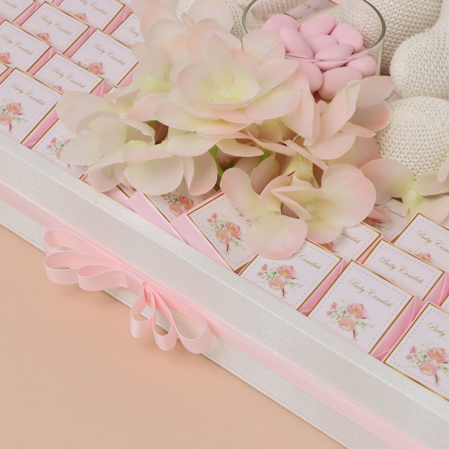 Baby flower designed personalized chocolate medium leather tray