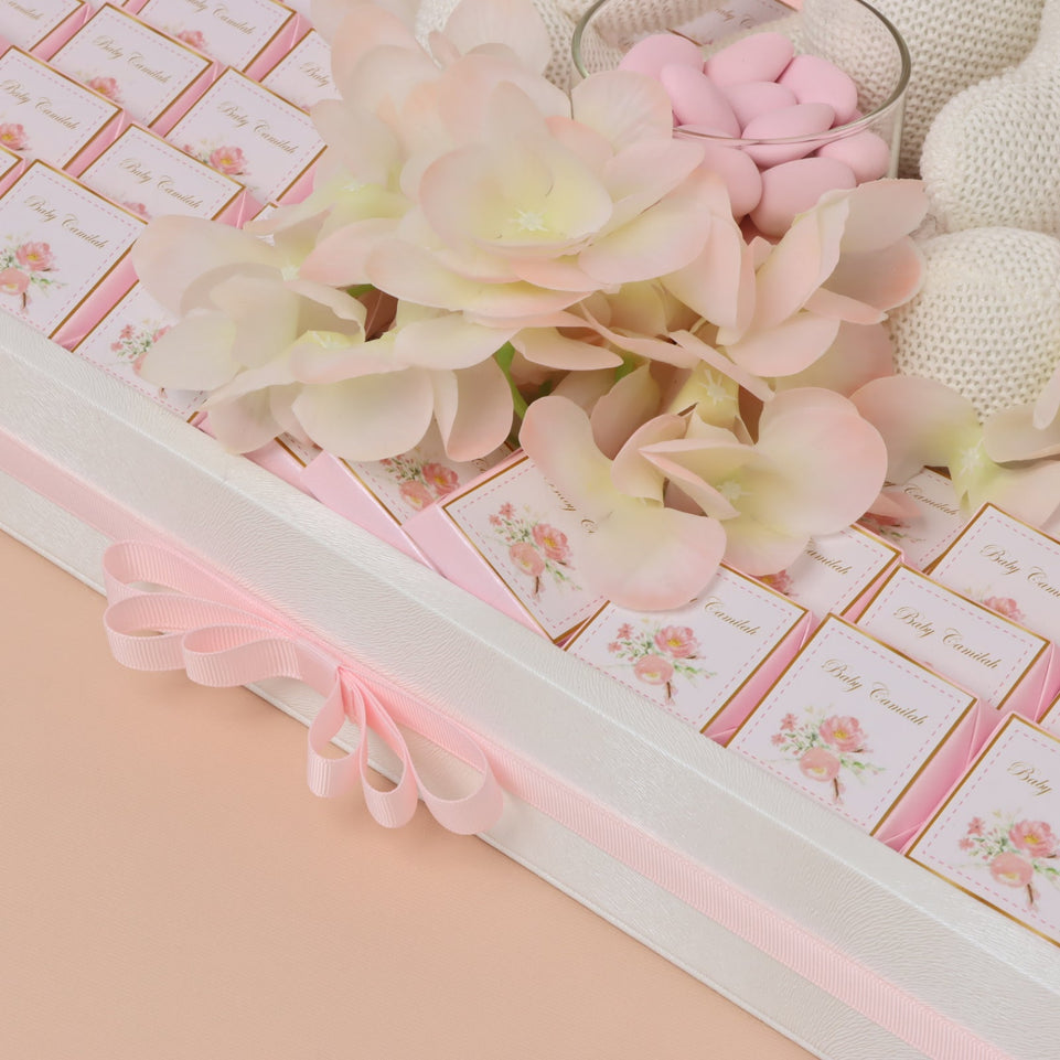 Baby flower designed personalized chocolate medium leather tray