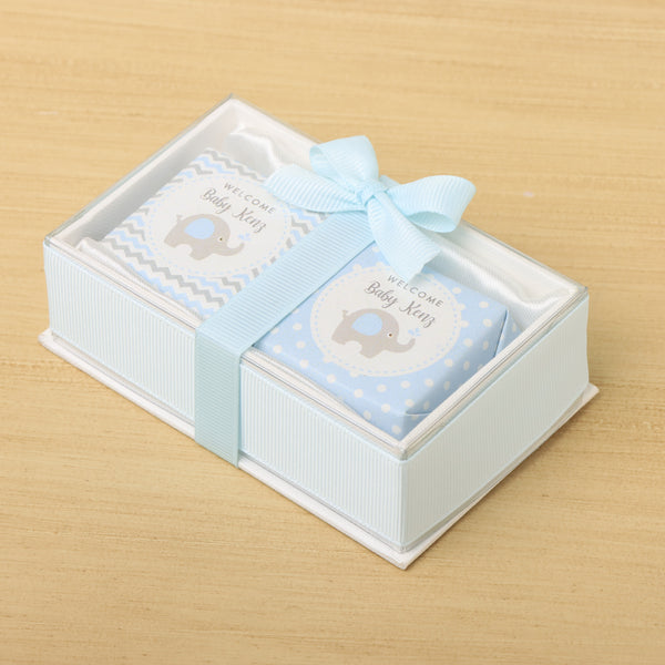 Set of 20 Baby Elephant theme personalized chocolate view top box