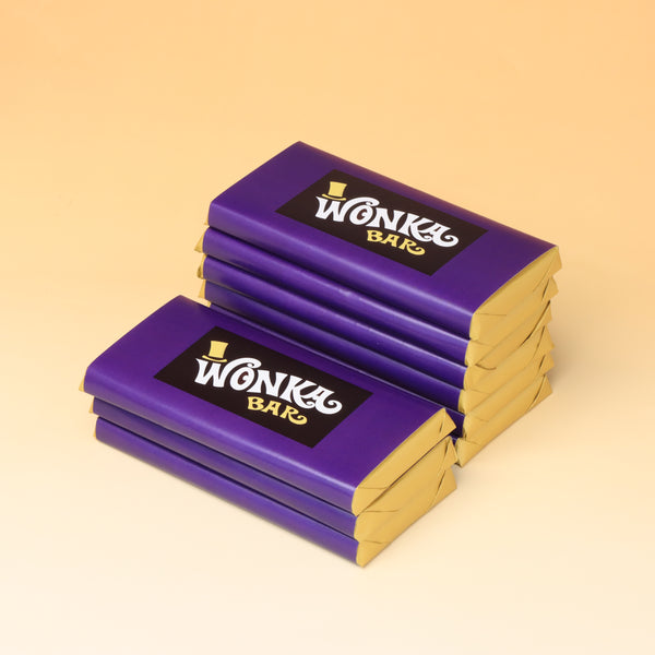 Set of 10 Willy wonka designed plain milk chocolate bar