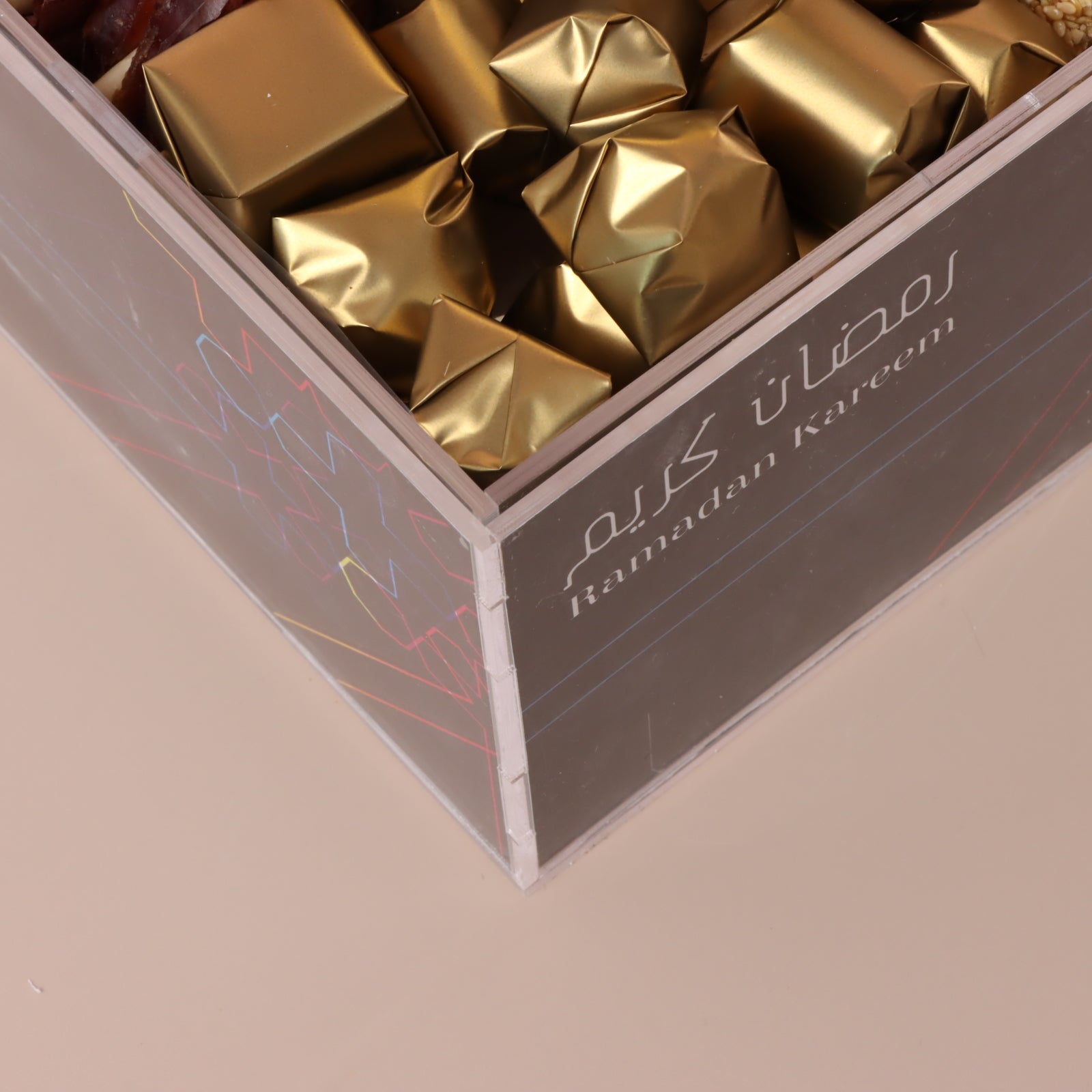 Ramadan geometrical designed chocolate and sweets acrylic medium tray