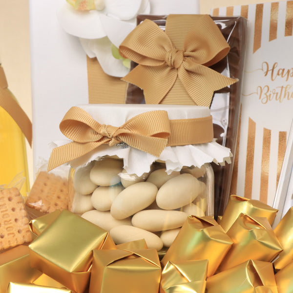 Rustic designed "happy birthday" premium chocolate & sweets medium basket