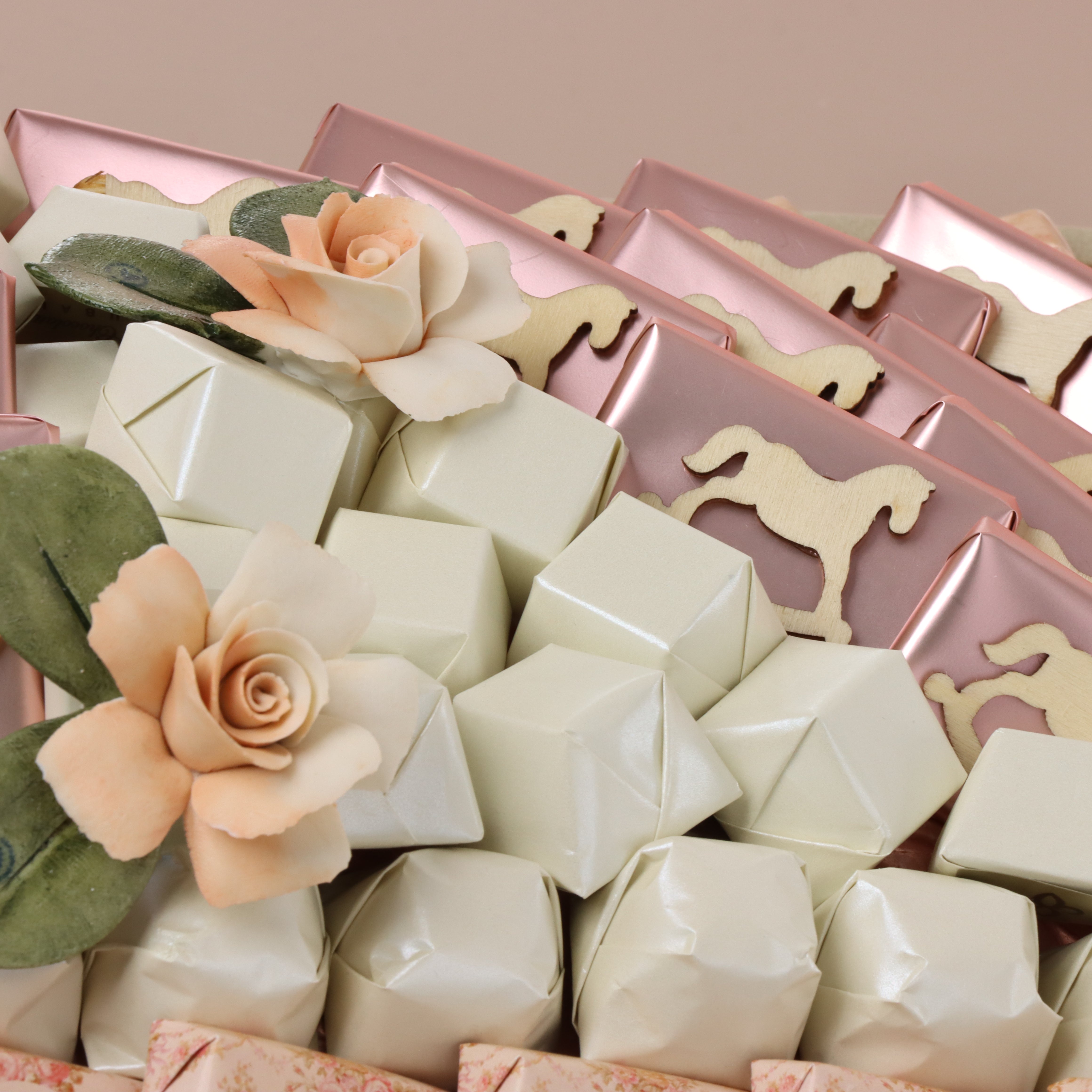 Baby girl flower designed chocolate decorated medium leather tray