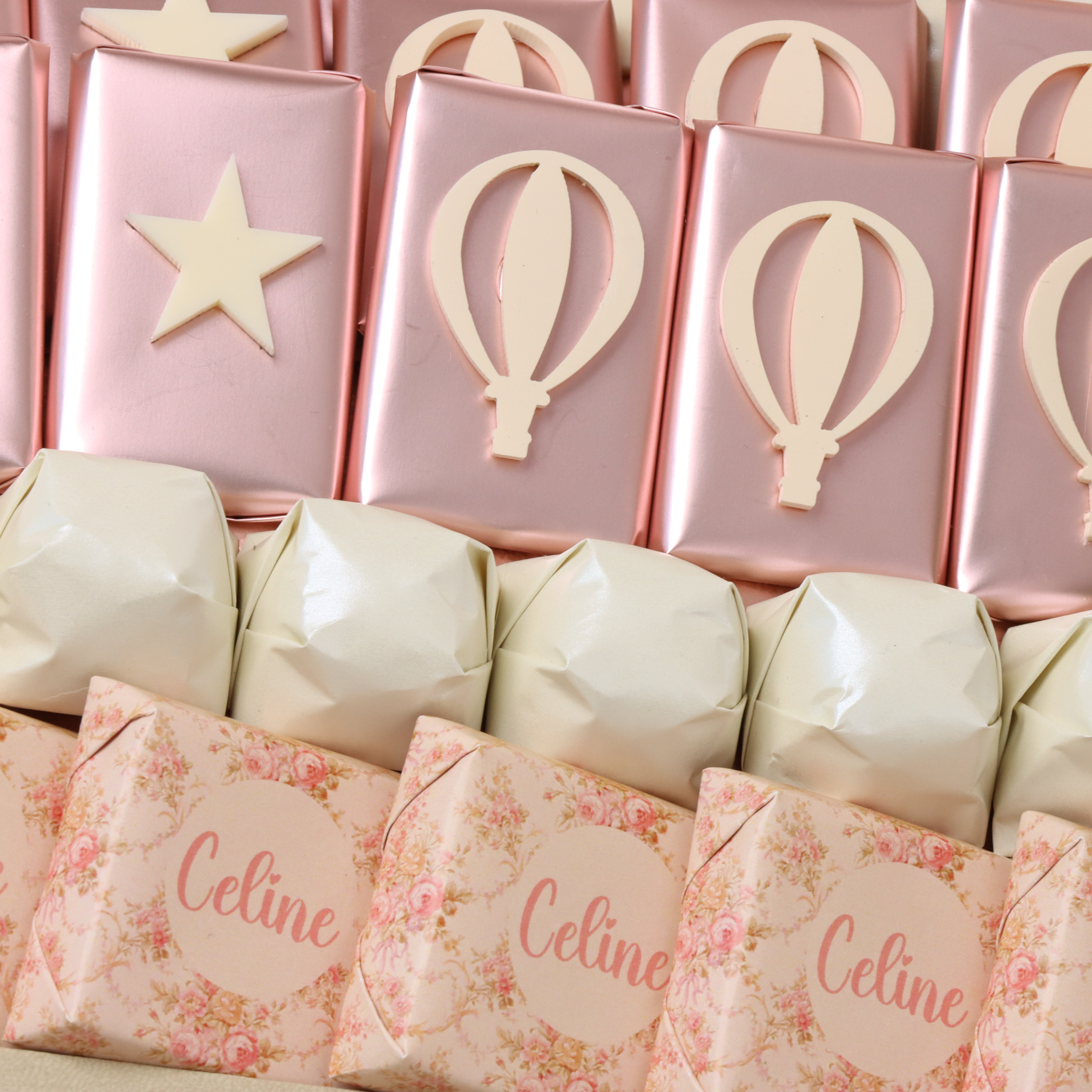 Baby girl flower designed chocolate decorated medium leather tray