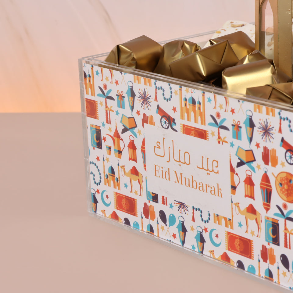 Eid mubarak patches designed premium chocolate & sweets acrylic tray