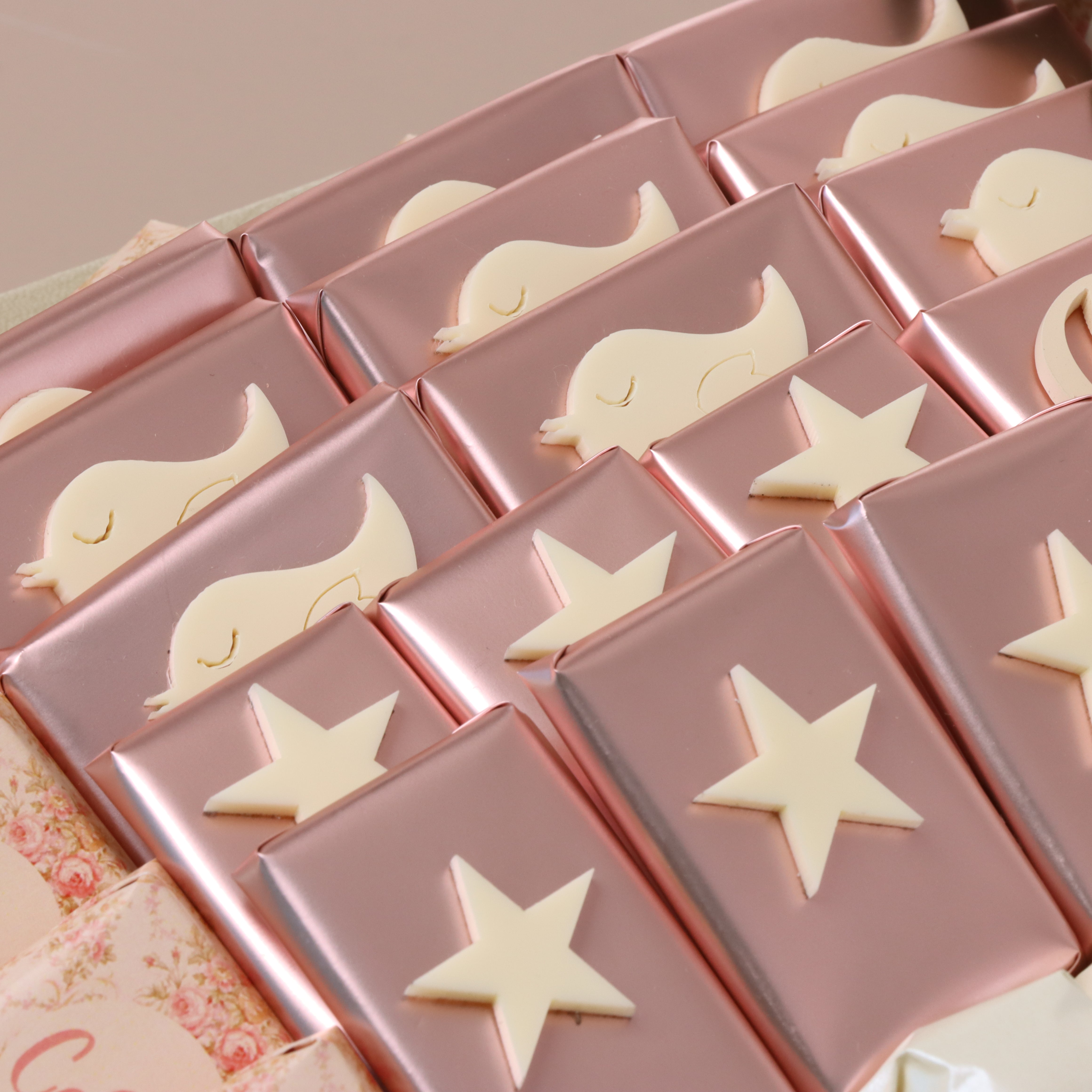 Baby girl flower designed chocolate decorated medium leather tray