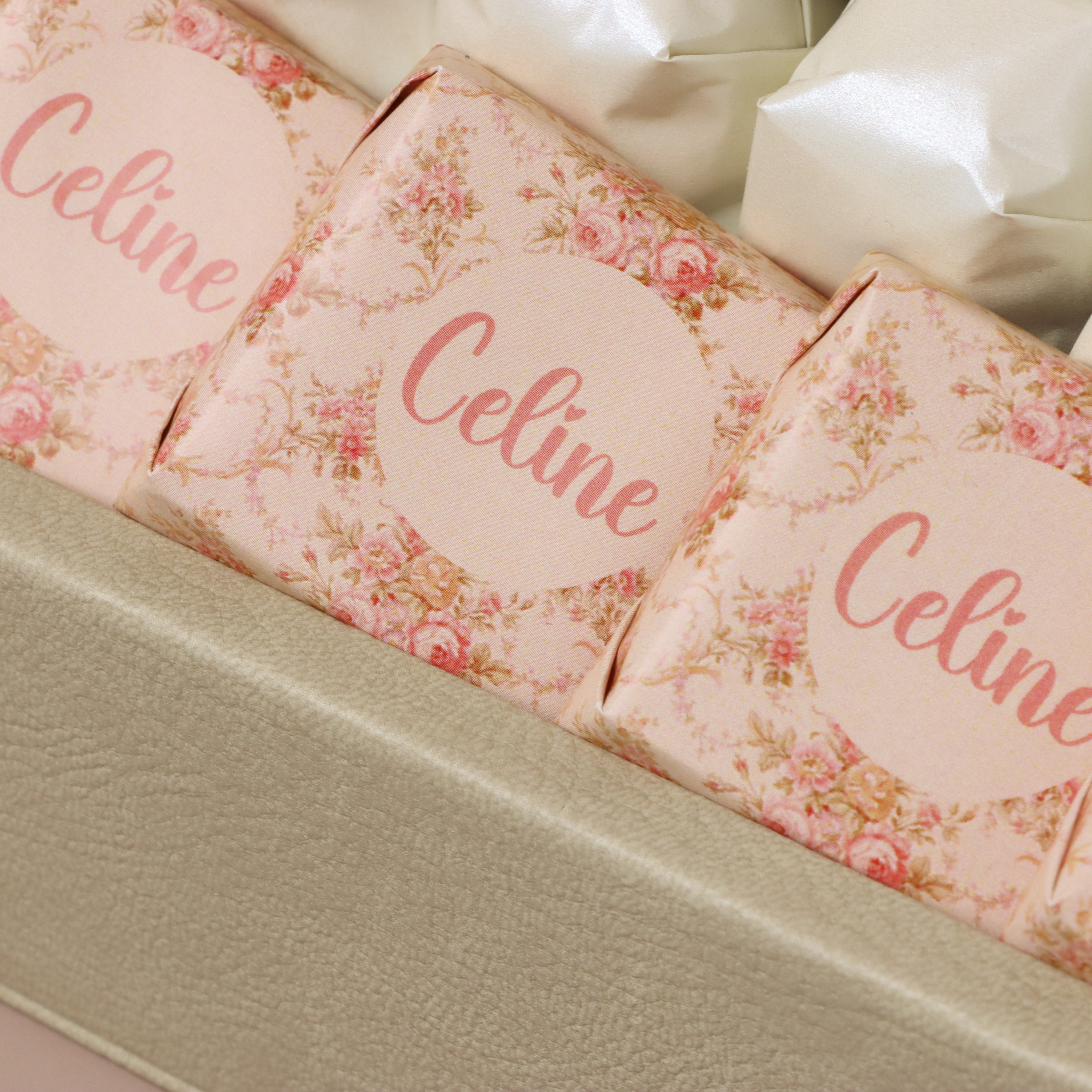 Baby girl flower designed chocolate decorated medium leather tray