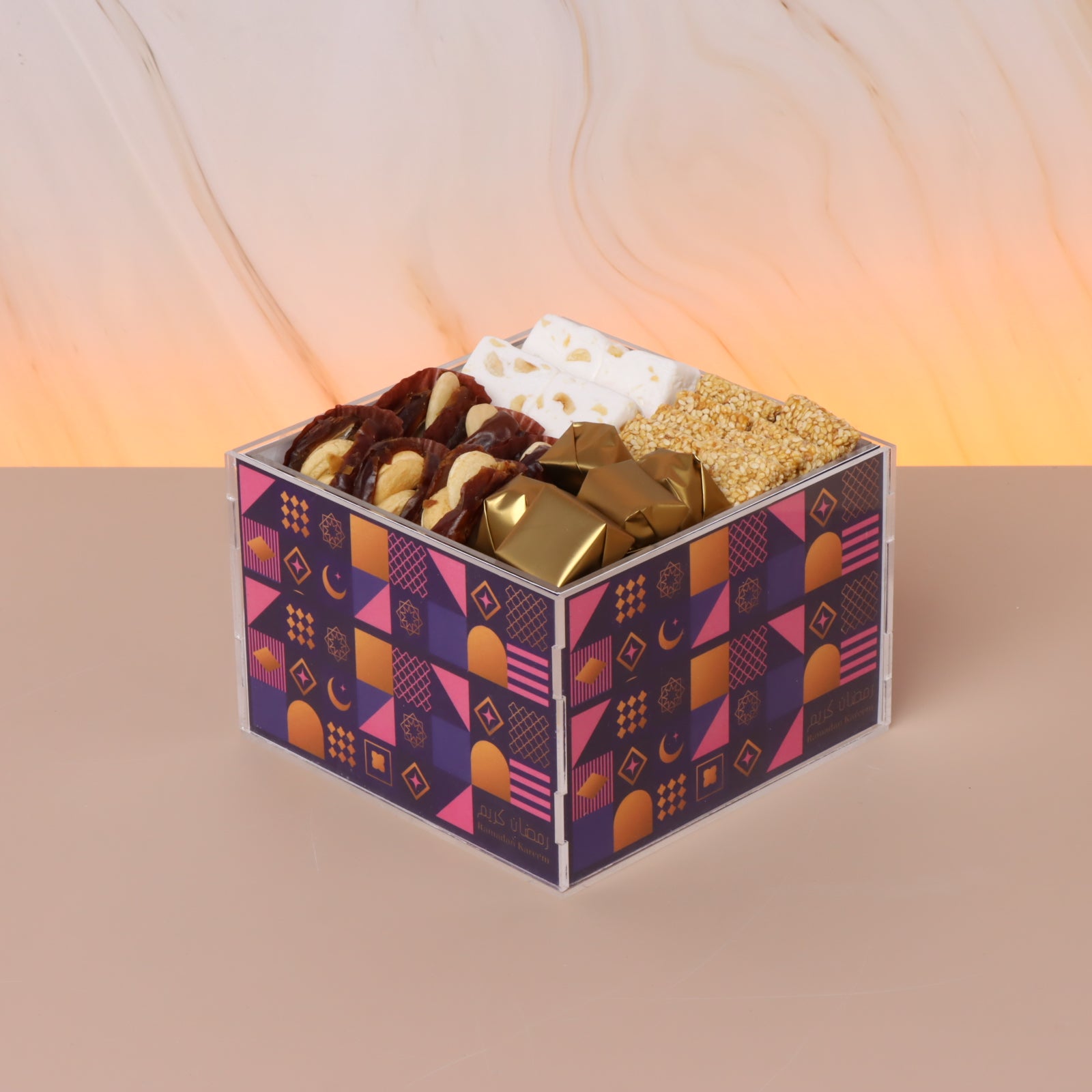 Ramadan Kareem colorful patches designed chocolate and sweet acrylic small tray