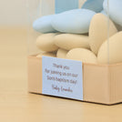 Set of 20 Baby boy Baptism theme designed almond dragees clear box giveaway