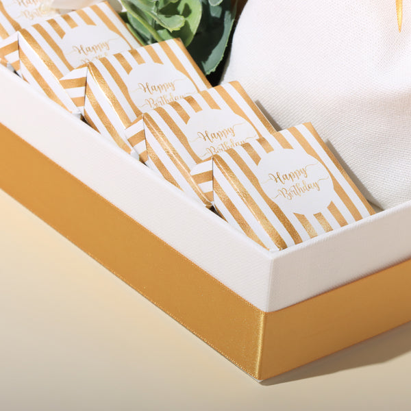 Gold stripe designed "happy birthday" chocolate & sweets small hamper