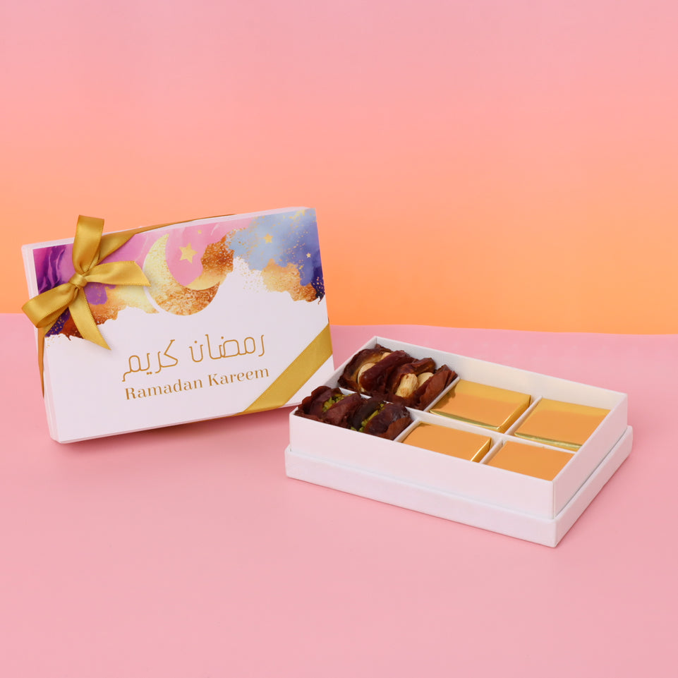 Ramadan Kareem pastel designed chocolate & dates hard box giveaway