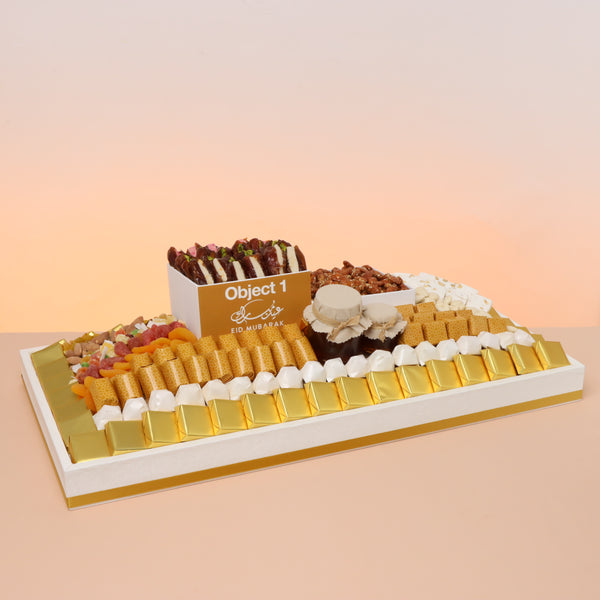 Luxury corporate customized Eid Al Adha premium chocolate & sweets large leather tray