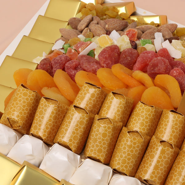 Luxury corporate customized Eid Al Adha premium chocolate & sweets large leather tray