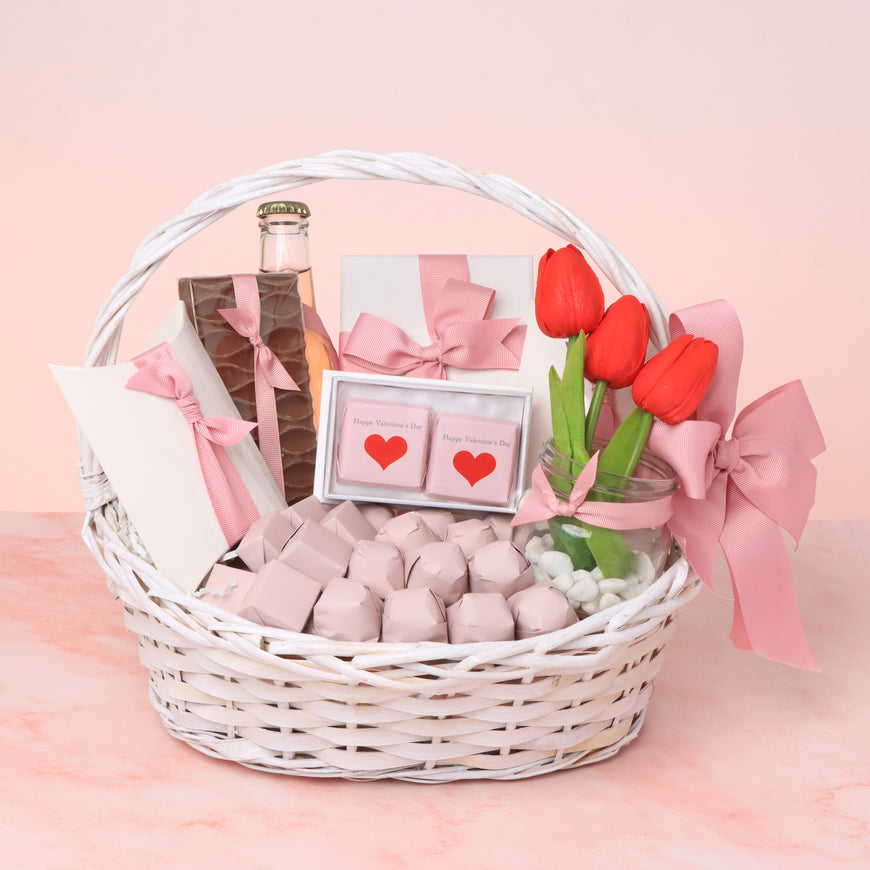 Xoxo valentine's designed chocolate and roses medium basket