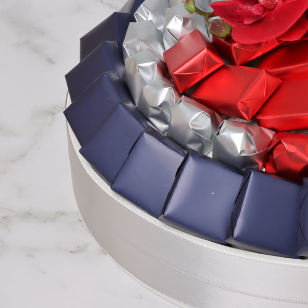 Congrats orchid decorated chocolate leather round tray