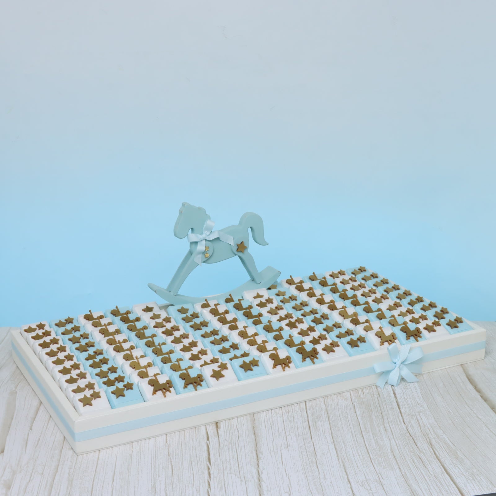 Baby boy carousel horse acrylic decorated chocolate large leather tray