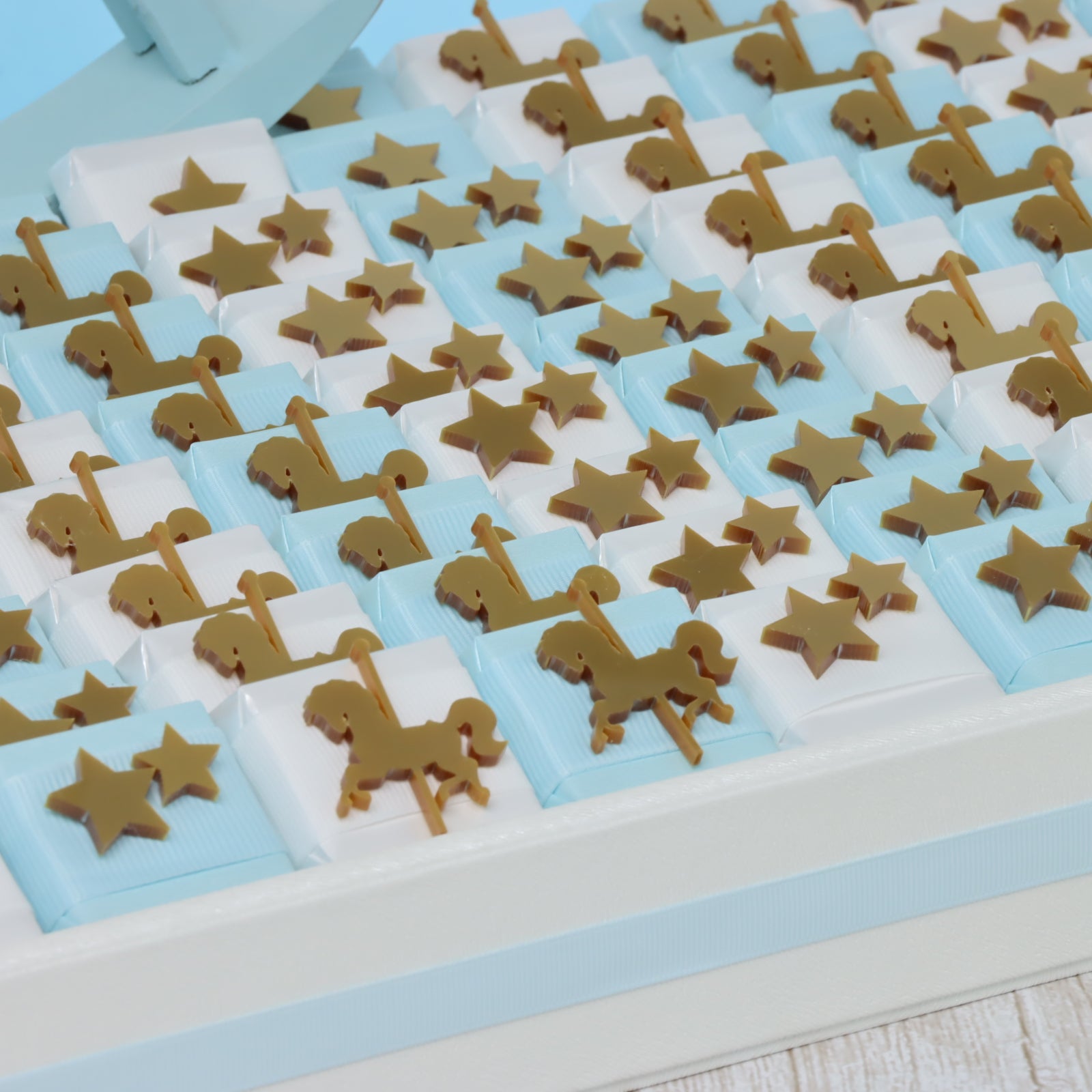 Baby boy carousel horse acrylic decorated chocolate large leather tray