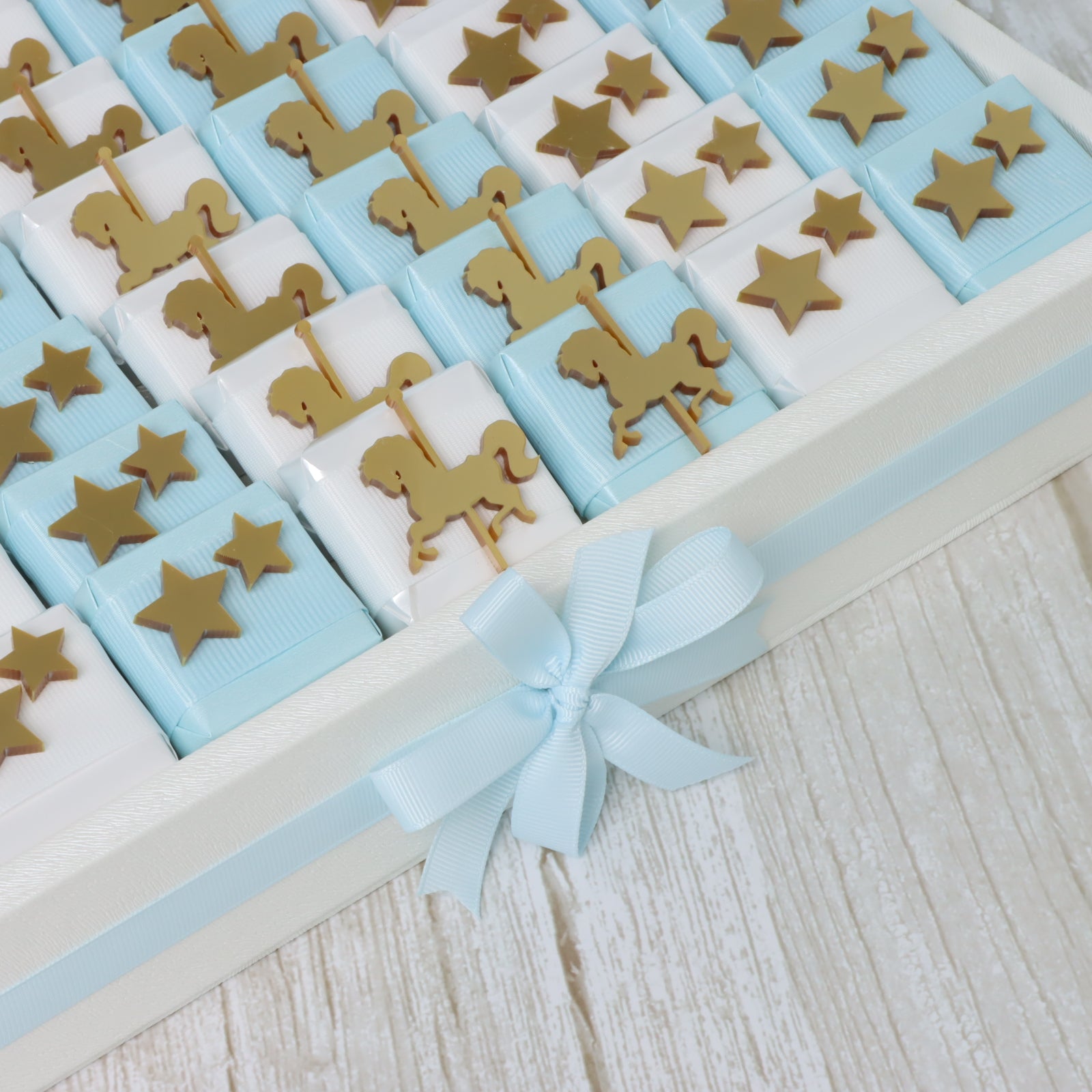 Baby boy carousel horse acrylic decorated chocolate large leather tray