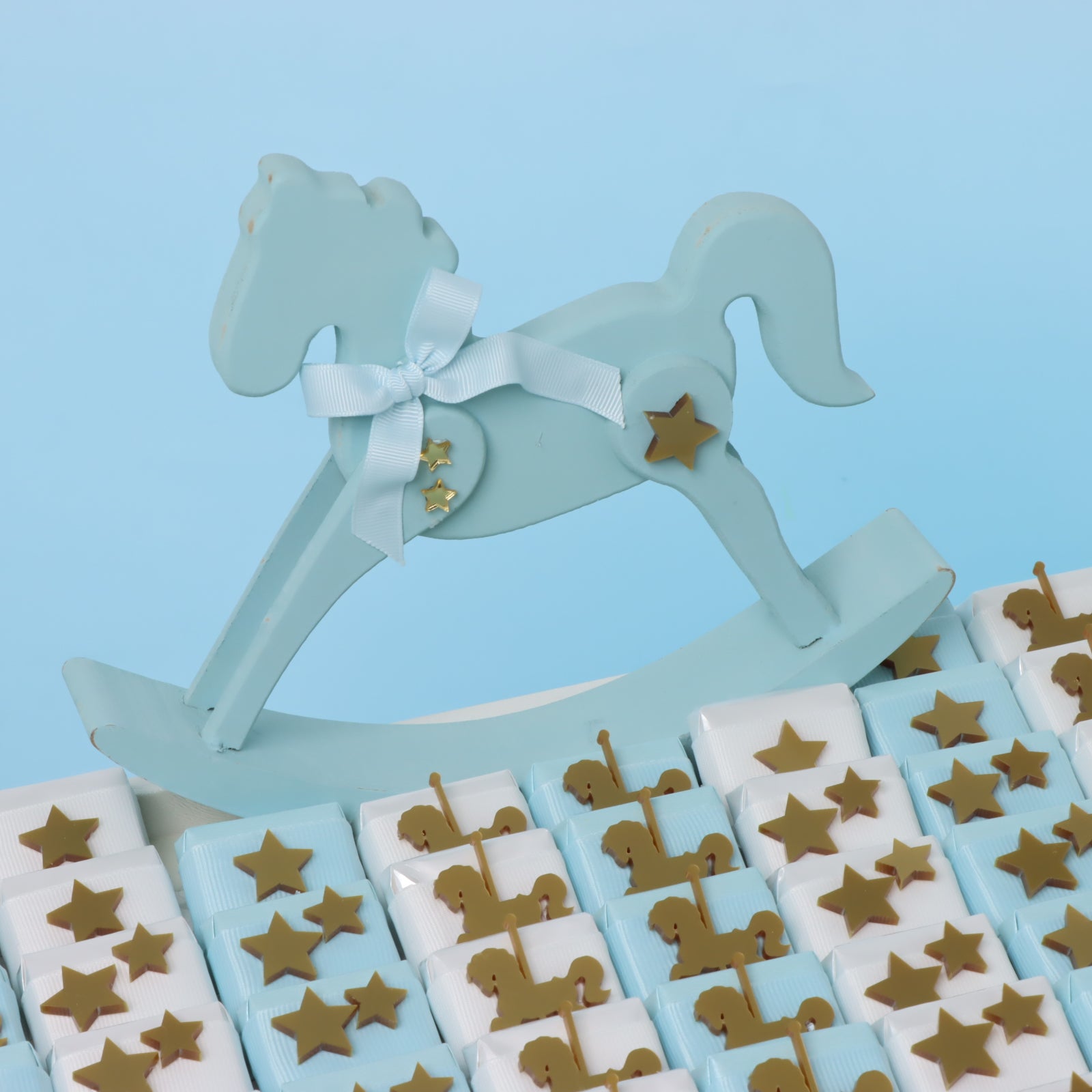 Baby boy carousel horse acrylic decorated chocolate large leather tray