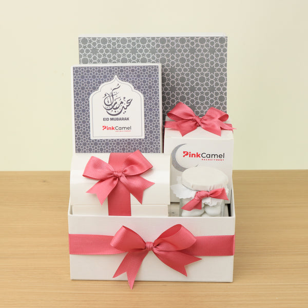 Corporate customized Eid Mubarak designed premium chocolate & sweets medium hamper