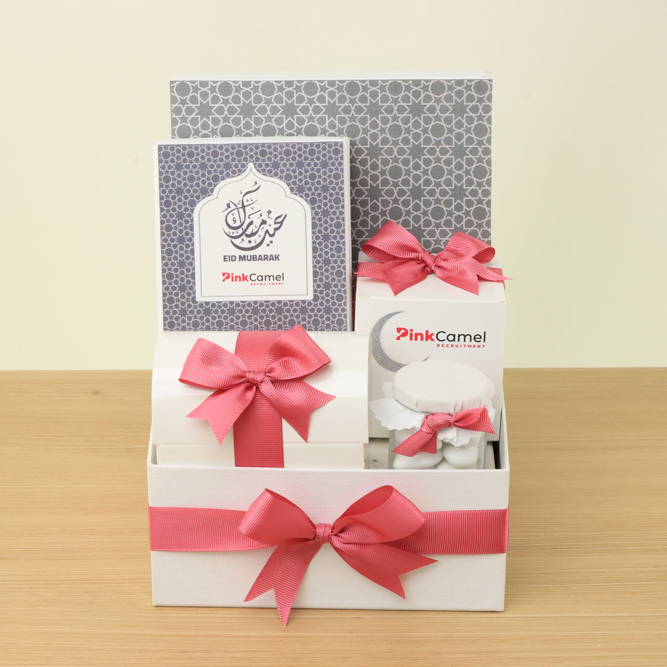 Corporate customized Eid Mubarak designed premium chocolate & sweets medium hamper