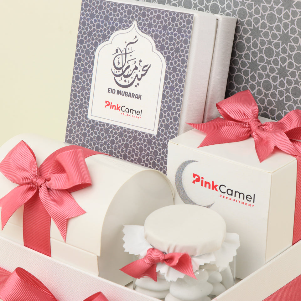 Corporate customized Eid Mubarak designed premium chocolate & sweets medium hamper