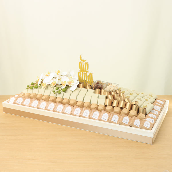Corporate customized Eid Mubarak premium chocolate large leather tray