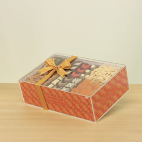 Happy diwali designed premium chocolate & nuts acrylic medium box