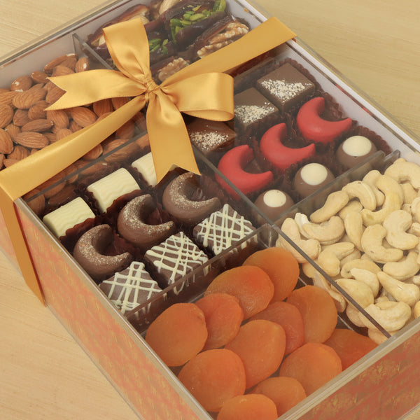 Happy diwali designed premium chocolate & nuts acrylic medium box