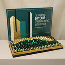 Corporate customized premium chocolate large leather tray with acrylic backdrop