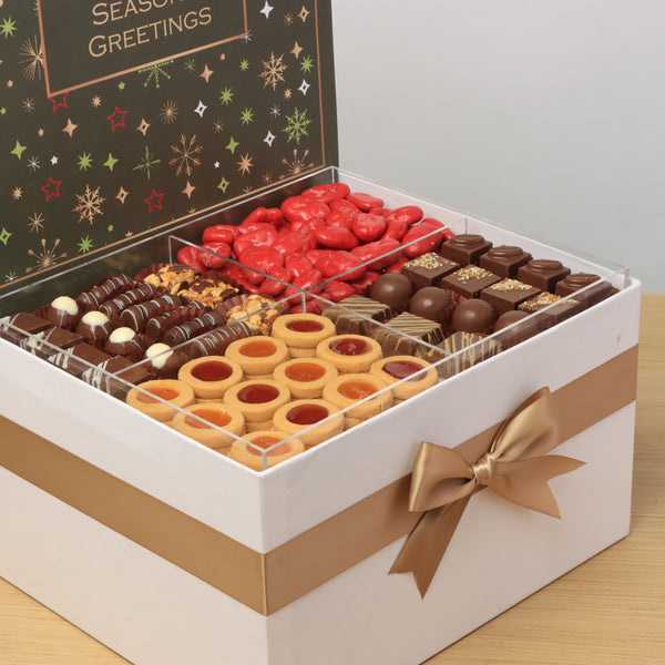 Season's Greeting designed with acrylic premium chocolate & sweets extra large hamper