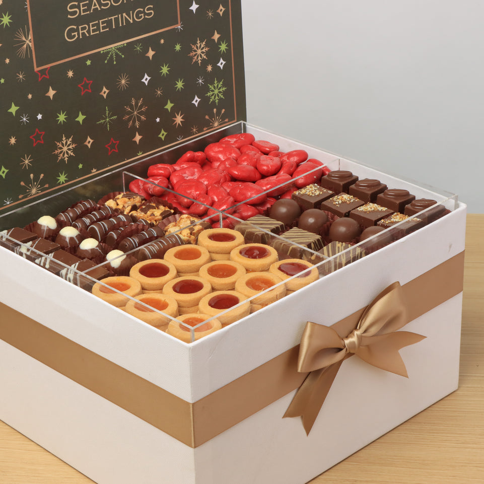 Season's Greeting designed with acrylic premium chocolate & sweets extra large hamper