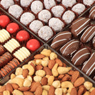Eid mubarak premium chocolate, dates, nuts & dried fruits large acrylic double tray