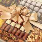 Eid mubarak premium chocolate, dates, nuts & dried fruits large acrylic double tray