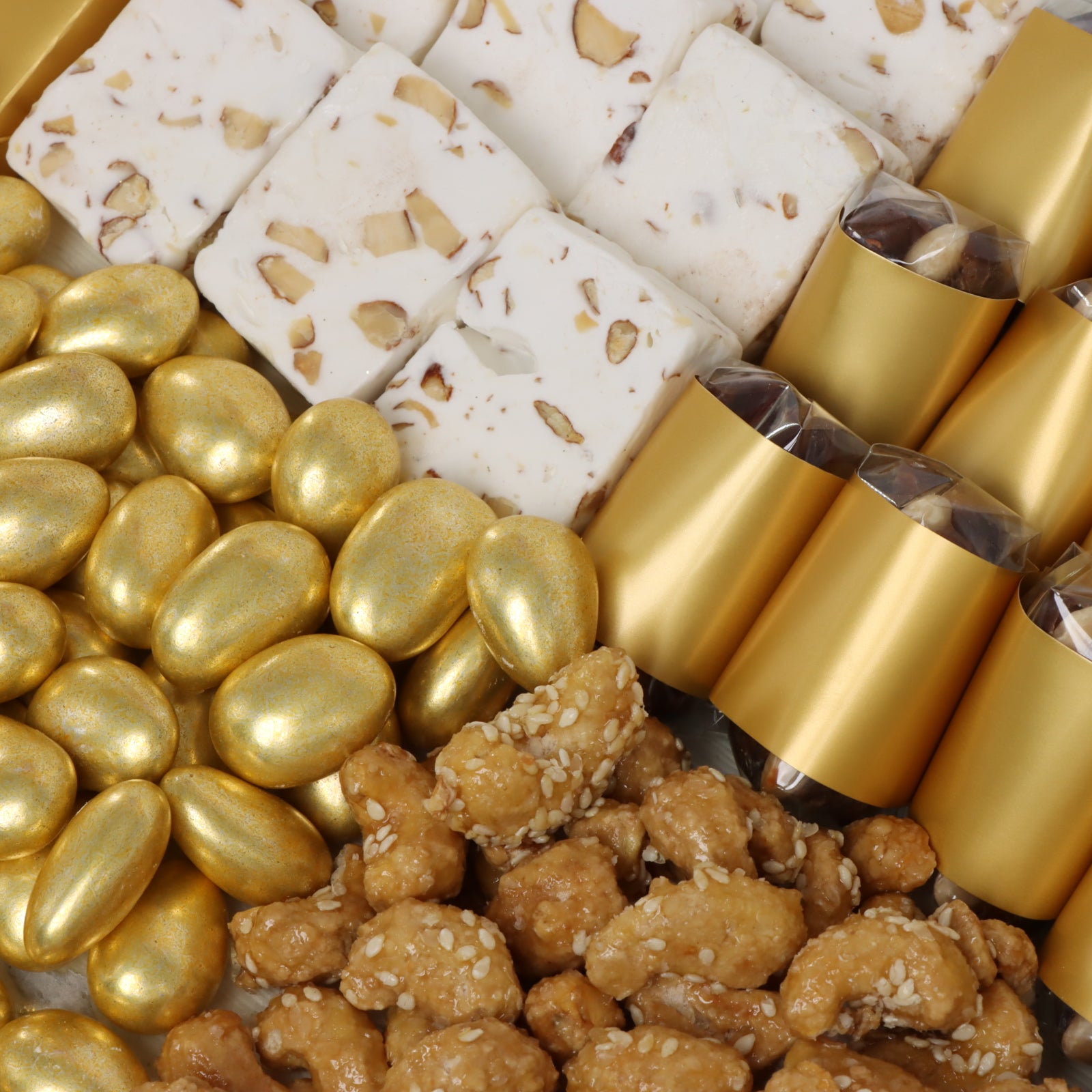 Ramadan kareem pastel designed chocolate & sweets medium leather tray with designed acrylic backdrop