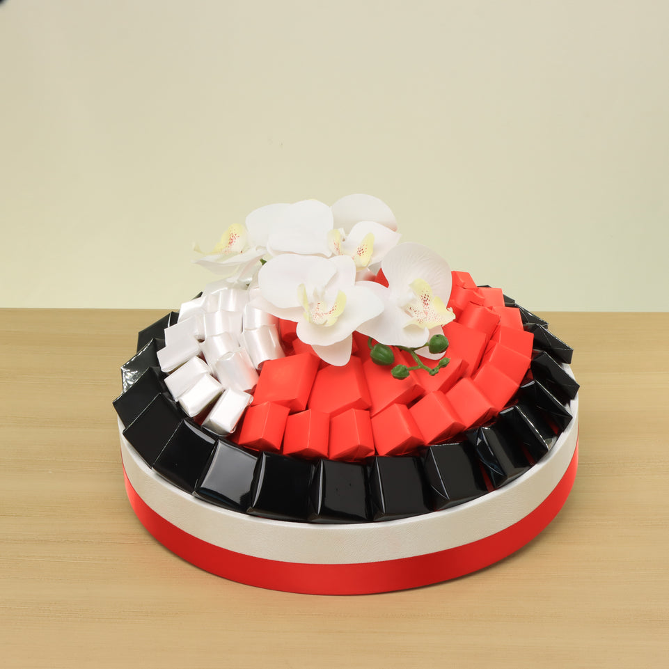 Corporate customized premium chocolate round leather tray