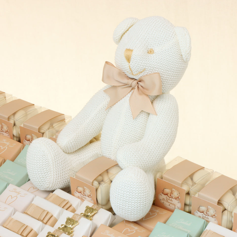 Baby teddy themed personalized chocolate large leather tray