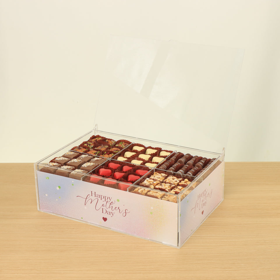Mother's day designed premium chocolate medium double acrylic tray