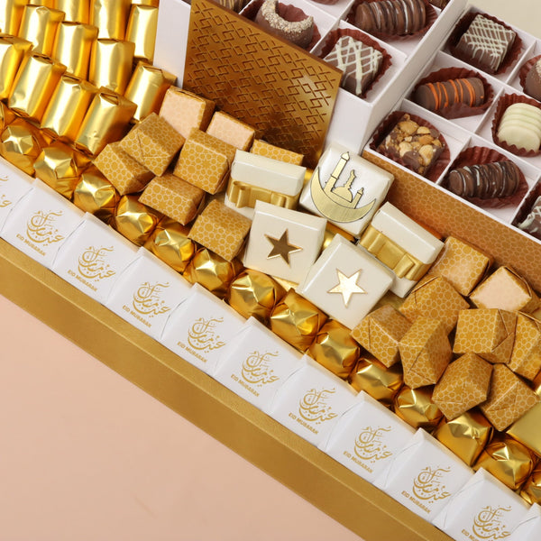 Luxury Eid gold designed chocolate large leather tray
