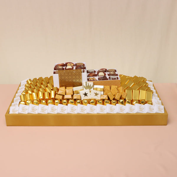 Luxury Eid gold designed chocolate large leather tray