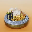 Flower decorated designed chocolate metallic tray