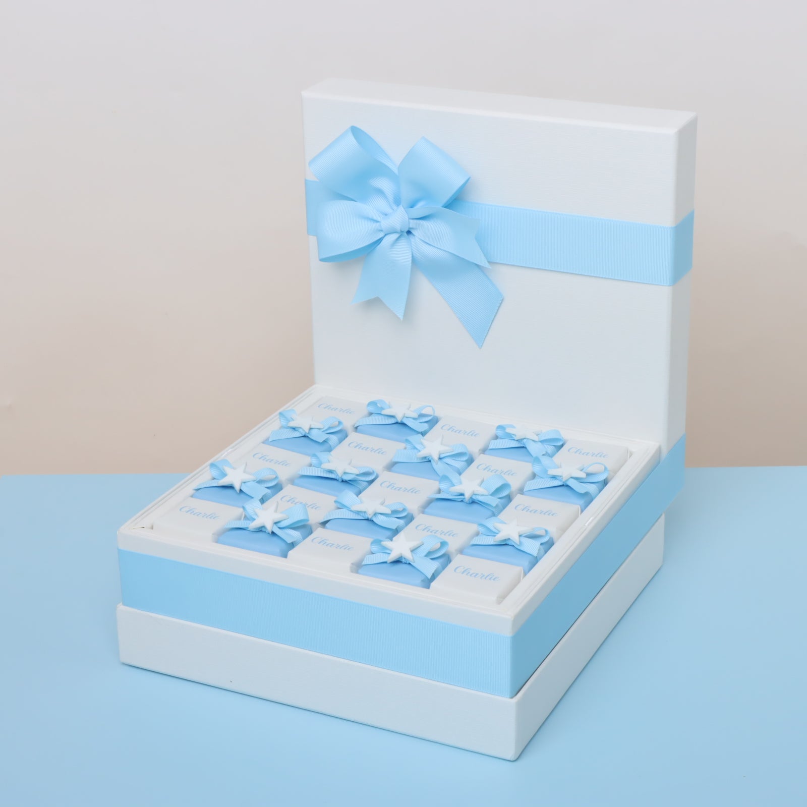 Baby boy personalized acrylic decorated chocolate large hamper