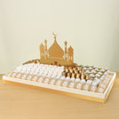 Eid Mubarak Designed acrylic mosques decorated chocolate large leather tray