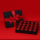 valentine designed chocolate 20P hard box black with ribbon