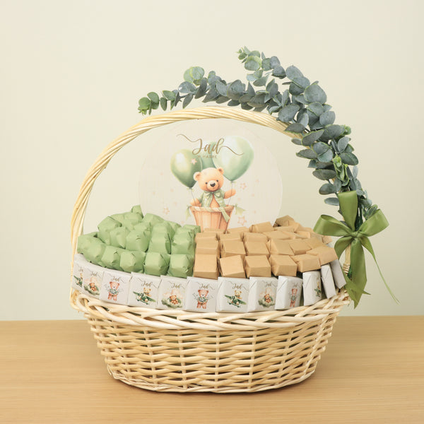 Baby animal safari theme chocolate large basket