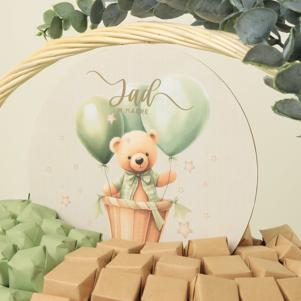 Baby animal safari theme chocolate large basket