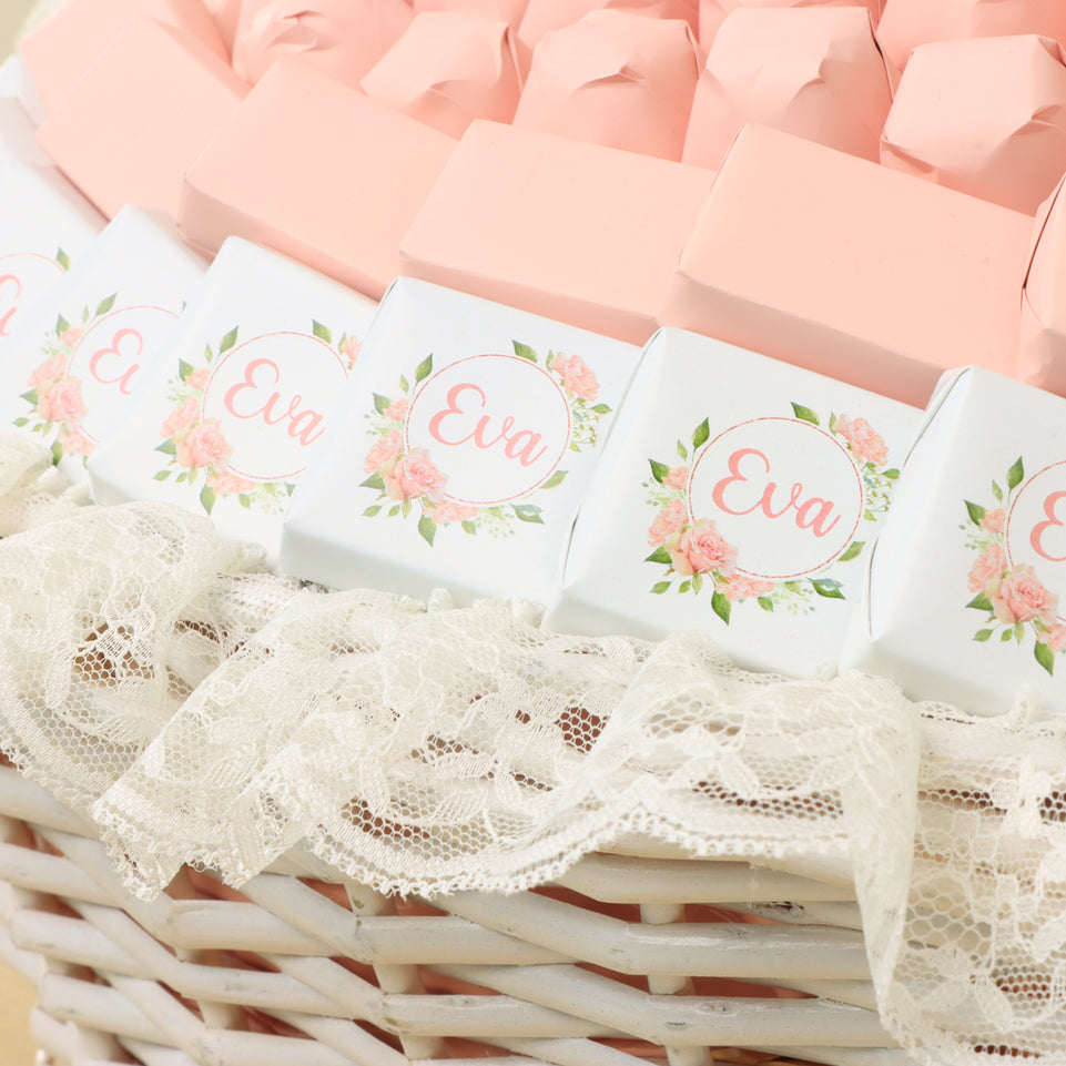 Baby girl personalized ballerina decorated chocolate large basket