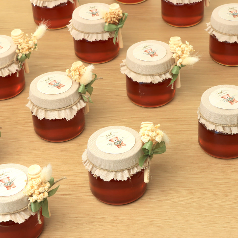 Set of 20 Baby boy teddy theme designed premium honey jar