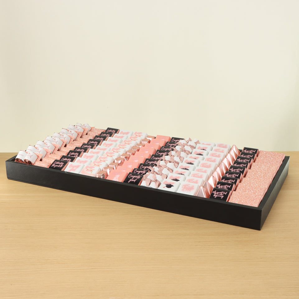 Graduation designed premium chocolate large leather tray